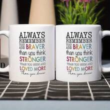 1 Piece, 11oz Ceramic Coffee Mug, Remember You Are Braver Than You Think Coffee Mug, Inspirational Women, Girls, Wife, Sister, Mom, Girlfriend, Birthday Double-Sided Printed Ceramic Mug, 11oz - trắng - Xem 4