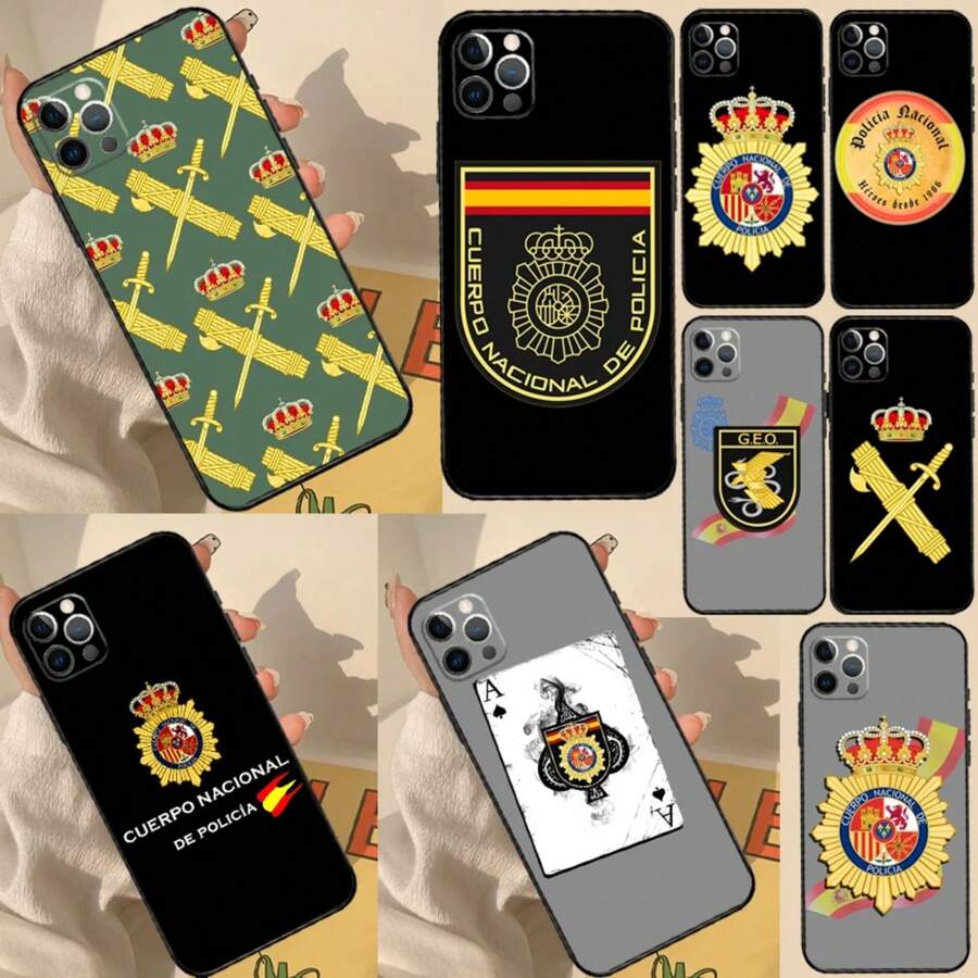 Funda con logo de la Policía Nacional de España compatible con 11 12 13 14 15 16 Pro Max, compatible con 13 12 Mini XR X XS Max Plus, compatible con funda de 17, funda de 17 Pro, funda de 17 Pro Max - HI3004 - Ver 1