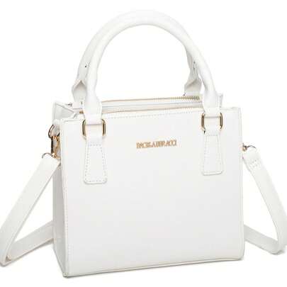 Borsa A Mano In Ecopelle L'accessorio Perfetto Per Completare Ogni Look Con Eleganza E Discrezione. Il Design Strutturato E Lineare Valorizza La Silhouette, Mentre La Texture Leggermente Martellata Aggiunge Un Tocco Di Sofisticatezza.I Manici Arrotondati Offrono Una Comoda Presa, Mentre La Tracolla Regolabile E Removibile Consente Di Portarla Anche A Spalla O A Tracolla, Adattandosi A Ogni Occasione. I Dettagli Metallici Dorati Impreziosiscono La Borsa, Rendendola Luminosa E Chic.