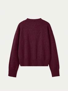 Áo cardigan len nữ cổ tròn tay dài phong cách Y2K màu đỏ rượu vang, áo len rộng thoải mái kiểu lười, thanh lịch tối giản mặc hàng ngày - Màu Đỏ Sâu - Xem 5
