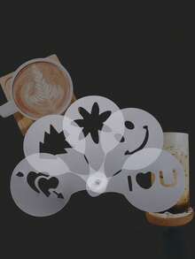 Coffee Stencils Set, Barista Cappuccino Arts Templates, Latte Milk Foam Decorative Molds, Plastic Cake Decorating Tools For Kitchen Home UseVarious Molds Are Reusable