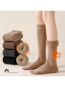 1/3 Pairs Women Over The Calf Socks, Warm Thickened Over The Calf Socks, Winter, Cozy Socks