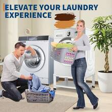 Laundry Pedestals Base With Storage Shelf,28.3" Lx28.3 Wx14 H,800Lbs Capacity,Washer And Dryer Stand Universal Platform,Heavy Duty Steel Multi-Functional Base For Washing Machine - 2PACK  Washer And Dryer Pedestal With Storage Shelf,28.3" Lx28.3" Wx14" H,800Lbs Capacity, Heavy Duty Steel Multi-Functional Base For Washing Machine,Washer And Dryer Stand Universal Platform - White - View 2