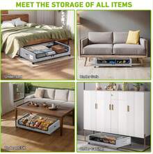 Caja de almacenamiento para zapatos debajo de la cama color negro de acero inoxidable con ruedas - Gris - Ver 6