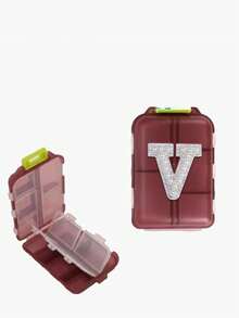 1pc New Pearl Letter A-Z 10 Grids Pill Box Organizer - Portable Folding Medicine Box, Daily Medication Planner And Capsule Dispenser, Suitable For Travel, Vitamins, Supplements, Weekly Travel Pill Box, Travel Pill Organizer - Multicolor - View 97