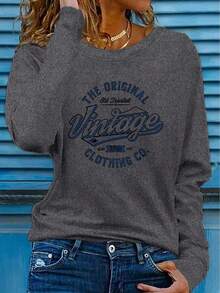 Long Sleeve Tops Women [Latest Style] Retro Clothing Pattern Printed T-Shirt, Casual Round Neck Base Shirt, Spring Summer Vacation Long Sleeve T-Shirt, Women's Sportswear, New Women's Clothing, Machine Washable Loose And Comfortable Tops Winter Clothes For Women - 白色 - 查看 8