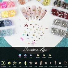 Nail A Su Ki 6 Box Molor And Dign 3D Charms Ih 15 Shees Gold Nail Skers  Cue Nail Jeels For DIY Decoraion Ih Pkup Ools - Bộ thiết kế nhiều màu - Xem 4