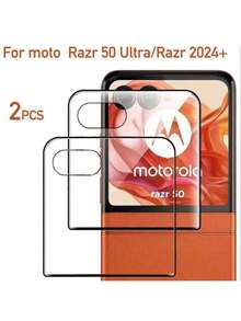 2 piezas Protector de pantalla de vidrio templado de alta definición para /Razr 70 Ultra/Razr Ultra 2026 /Razr 70plus /Razr Plus 2026/ Razr 60 Ultra/Razr Ultra 2025 /Razr 50 /Razr 2024 /Razr 50 Ultra, pantalla trasera curva de cobertura completa transparente resistente a caídas y arañazos (pantalla externa), instalación fácil de vidrio templado para pantalla externa - transparente - Ver 14