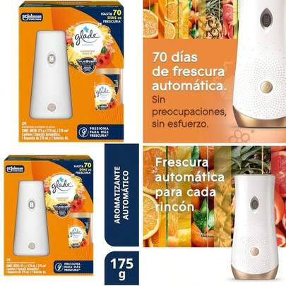 Glade Aromatizante Automático, TrueScent Technology Aroma , Hasta 70 días de Frescura Continúa, Incluye 1 Aparato y 1 Repuesto de 270 ml(Hawaiian Breeze Hawaiian Breeze)