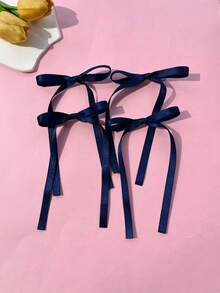 2pcs Ladies' Basic Solid Color Hair Clip With Bow Knot Detail (Blue) Cute Valentine's Day Claw Clips Hair Claws Hair Barrettes, School Stuff, Elegant, College, Winter Outfit For Women, Bows, Hair Accessories, Head Accessories, Hair Accessories For Women - Royal Blue - View 7