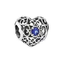 PANDORA 925銀心形鏤空串珠月長石固定扣串珠手鍊DIY串珠手鍊手鐲串珠生日禮物女友禮物聖誕節禮物母親節禮物 - 藍色 - 查看 2