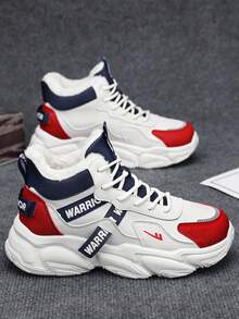 1 Pair WARRIOR Men's Thick Sole Snow Sports Shoes, Lace-Up Soft Bottom Casual Shoes, Low-Top Outdoor Flat Shoes, Suitable For Spring/Autumn Commuting, Hiking, Student Graduation Photos, Round Toe Low Heel Soft Bottom Men Sports Skateboard Shoes