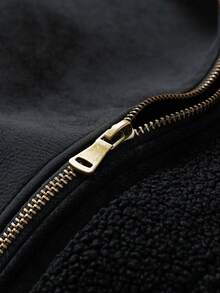 Chaqueta de hombre con solapa de piel sintética y forro polar, para otoño/invierno