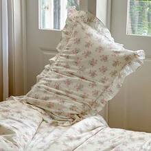 Vclife Pink Floral Comforter Set - 3 Piece Ruffled Lace Bedding Set 1 Full Comforter With 2 Pillowcases All Seasons, Soft Aesthetic Princess Style Floral Comforter For Girls, Women - Fat Quilt Set-lace Style-girly Heart - View 5