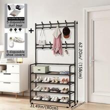 Bedroom - Ideal For Small Spaces, Metal, Multi-Functional Storage Solution For Clothes And Shoes, Shoe Organizer Rack, Shoe Rack Organizer, Entryway Shoe Rack, Shoe Storage Organizer, Display Rack, Shoe Rack, Shoe Storage Rack, Shoe Rack Organizer, Tall Shoe Rack, Narrow Shoe Rack, Space-Saving Shoe Rack, Shoe Storage Organizer, Shoe Rack Organizer, Slim Shoe Rack, Vertical Shoe Rack, Shoe Display, Corner Shoe Rack, Narrow Shoe Rack, Shoe Rack - Multicolor - View 20