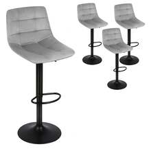 Tabouret de Bar Scandinave - Lot de 2/Lot de 4 - Chaises de Bar - Chaise Hauteur - Hauteur réglable - Tabourets de Bistro - Capacité de charge 120kg - Gris pâle - Voir 12