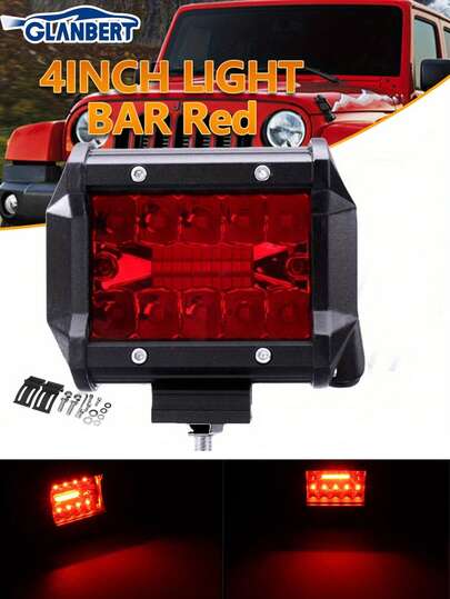 GLANBERT 20 LED Floodlight For Off-Road Vehicle Modification, Mesh Design, Trailer Lighting, Red LED Spotlight