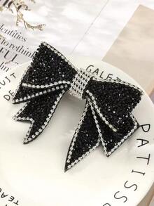 1pc Rhinestone Bowknot Spring Clip Hair Accessory, Suitable For Daily Wear, Bows, Cute, Looks Of Party