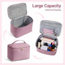 MAGEFY Bolsa de Maquillaje Con Asa Resistente y Cómoda Gran Capacidad Bolsa de Viaje Cosmetiquera Neceser Portátil para Muchas Ocasiones para Mujeres-Rosa - Beige - Ver 9