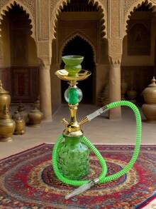 Portable Hookah Set (Includes Bowl, Hose, Charcoal Tray, Tongs), Premium Single-Hose Hookah, High-End Glass Hookah With Acrylic Stem & Metal Hose, No Electricity Needed, Back To School, Valentine's Day, Father's Day Gift, Suitable For Bars, Clubs, KTVs, Home & Restaurants, Easy To Carry - one-size - View 10