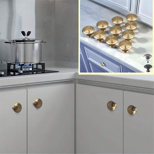 20 Pieces Matte Stainless Steel Cupboard Handles - Easy To Install, Round Door Knobs, Suitable For Kitchen And Bathroom Cupboards