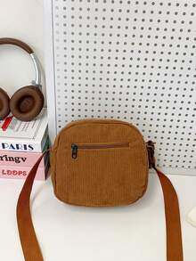 Diese Mini-Cord-Umhängetasche hat einen Reißverschluss und einen verstellbaren Schultergurt. Modisch und vielseitig einsetzbar, ist sie eine ideale Wahl für den täglichen Gebrauch. Diese quadratische Mini-Vintage-Cord-Tasche hat einen Reißverschluss und einen Schultergurt. Das Mehrtaschenlayout passt perfekt zum täglichen Tragen. - Verschiedenfarbig - Übersicht 10