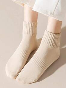 6 Pairs Women's Solid Color Casual Short Socks, Comfortable For Daily Wear - Multicolor - View 8