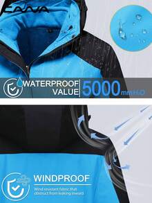 Cavva Women's 3-In-1 Waterproof  Skiing Jacket Windproof Breathabel Fleece Liner Removable Storm Hood Adjustable Cuffs Thermal Coat 4 Secure Pockets Hiking Camping Skiing - 藍色 - 查看 4