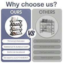 4-Tier X-Type Metal Shoe Rack, Durable & Sturdy Shoe Storage Organizer, Space-Saving Shoe Shelf, Tool-Free Assembly, Adjustable Height, Industrial Style, Stackable, Suitable For Entryway, Closet And Garage | Multi-Purpose Shoe Rack For Boots, Sneakers, High Heels And Various Shoes - Multicolor - View 6