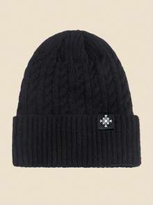 1 pieza Gorro de punto con diseño de copo de nieve, gorro de esquí forrado térmico, suave y cómodo, versátil para la escuela, el transporte, el senderismo, clima frío, adecuado para hombres en invierno - A - Ver 2
