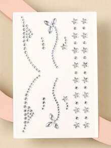 3D Shiny Exquisite Silver White Star Eyeliner Face Decor Rhinestone Glitter Face Gems Y2K Self-Adhesive Rhinestones, DIY Concert Disco Party Special Shiny Rhinestone Face Decor - 白色 - 查看 9