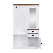 Wardrobe Set With Mirror, Hooks, Drawers And Umbrella Stand. - 白色 - 查看 10
