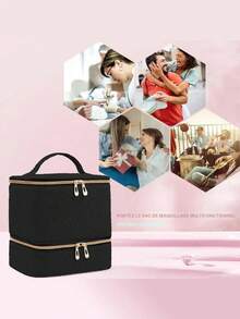 Double Quilted Nail Polish Storage Bag, Portable Organizer For Nail Polish Set Accessories, Carrying Case For Gel Nail Polish, Holds 30 Bottles Of Nail Polish