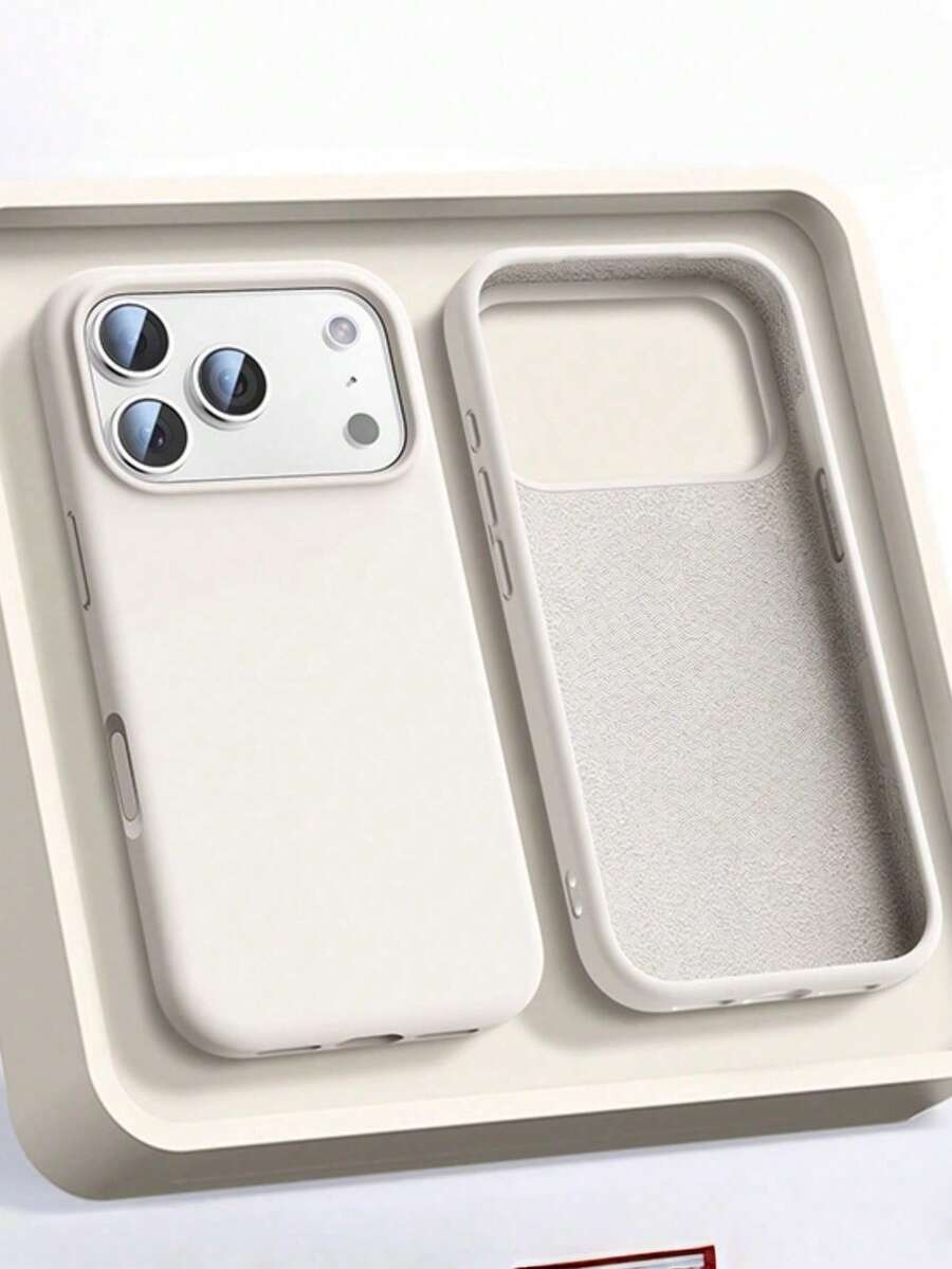 Solid Color Style Liquid Silicone 1pc Luxury Candy Color Liquid Silicone AI Button Phone Case Compatible With IPhone 17 Air 16 15 14 13 12 11 Pro Max Plus Ultra-Thin Shock-Proof Protection Phone Spring Gift