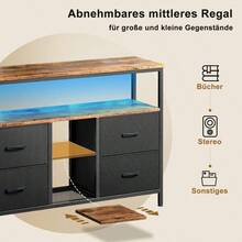 Caluself 108cm TV-Schrank-Tigerfellfarbplatte + schwarzer Stoffzug