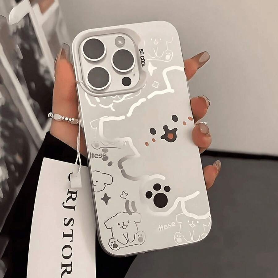 Sketch Line Puppy Suitable For Apple 16 Pro Max Phone Case  15 Simple 13 Cute 14 Hard Case 12 - Transparent Black - View 1