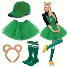 4-Piece Cute Chipmunk Costume Set, Including Ear Headband, Puffy Skirt, Matching Socks And Clothing - Bright Colors Suitable For World Book Day, Carnival, Theme Parties - Comfortable And Easy To Wear Party Costumes