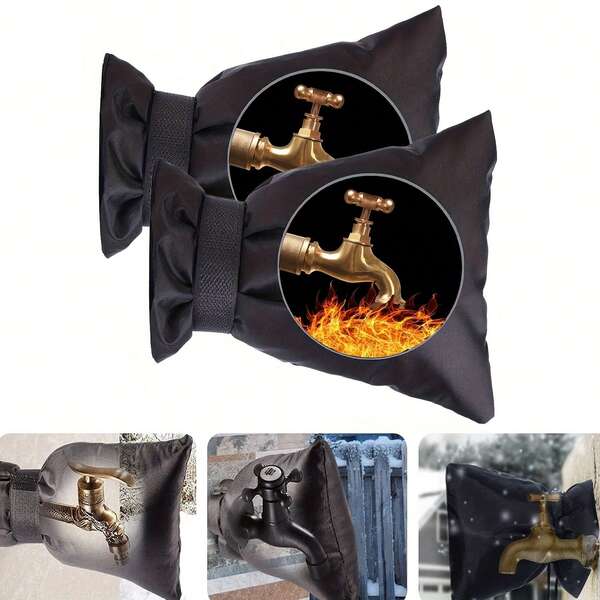 1pc Heavy-Duty Outdoor Faucet Cover - Winter Protection, Outdoor Faucet With Easy Hook Mount, Insulating Pipe Wrap To Protect Against Frost And Pipe Cracks, Durable Fabric Pipe Insulation (Black) For Faucets And Pipes, Weatherproof Curtain, Insulated Exterior Faucet Cover, Weatherproofing, Waterproof Drain Cover, Weatherproofing Equipment, Insulation For Exterior Pipes