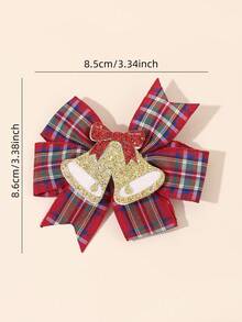 2 Stücke Weihnachtsgeschenke Haarbögen für Mädchen, Glitzer Glocke Karomuster Bögen, süße Glocke karierte Weihnachtsbögen Haarclips, Weihnachtsparty Dekorations Bögen, Haarspangen für Teenager