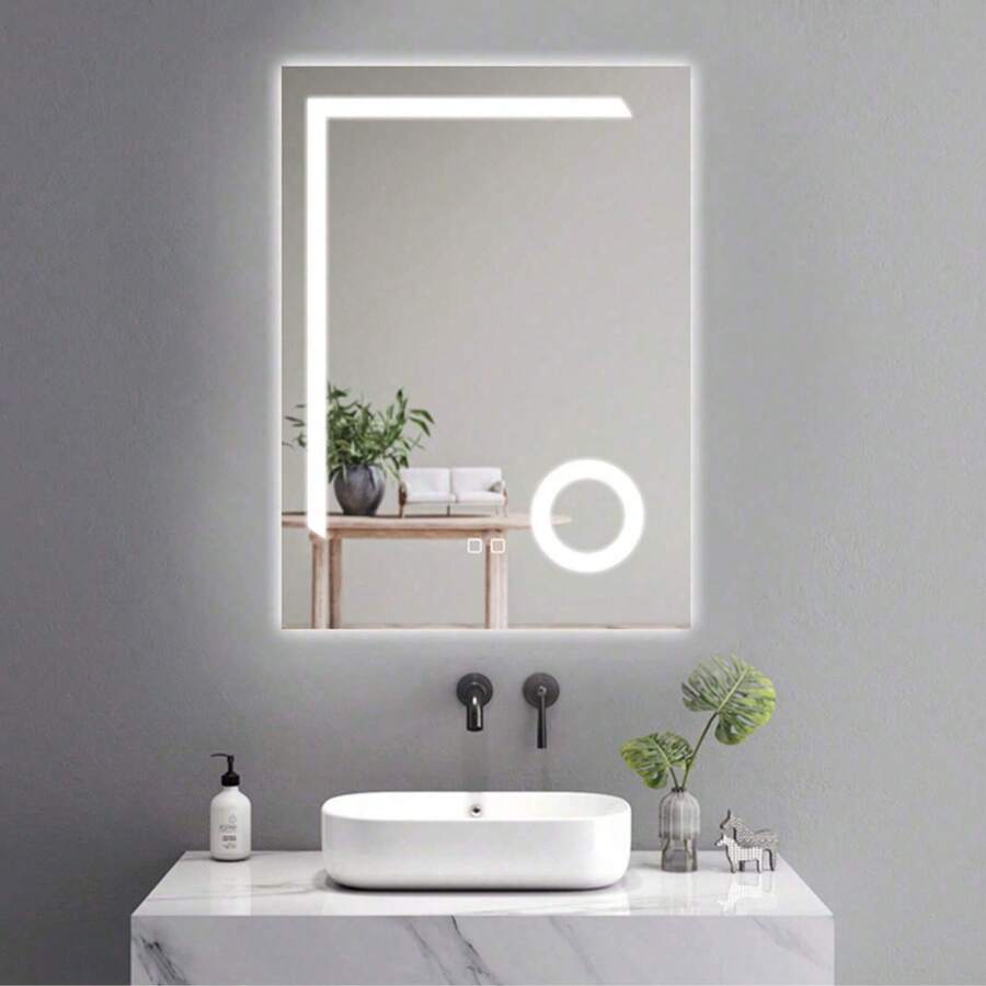 Anti-Fog Makeup Mirrors, Large Rectangular Wall Mirrors, Multifunctional Lighted Mirror, Maintains Clarity, Very Suitable For Dressing Rooms And Bathrooms - EU C Type Plug(220-240V) - View 1