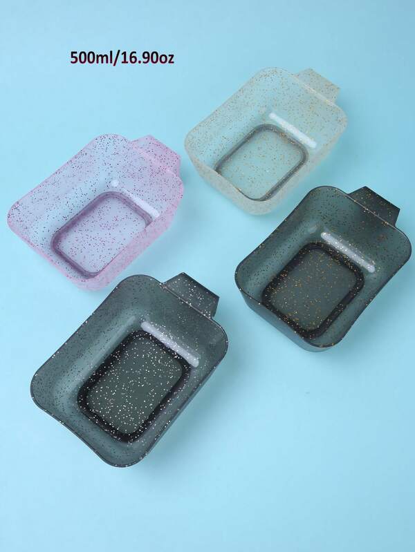 1pc Fashionable Square Large Capacity 500ml/16.09oz Semi-Transparent Black With Silver Glitter Dye Bowl, Bottom With Anti-Slip Silicone Ring, Suitable For Salon, Barbershop Hair Dyeing Or Home Hair Dyeing Tools,Travel Essentials,Travel Essential,Hairstyle,Hairdressing,Hair,Travel,Hair Products,Hair Tools,Hair Stuff,Barber,Barber Accessories,Barbershop,Hairdressing Equipment