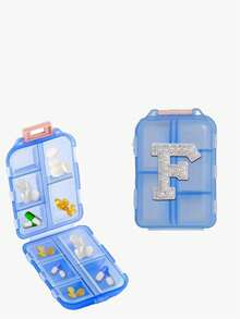 1pc New Pearl Letter A-Z 10 Grids Pill Box Organizer - Portable Folding Medicine Box, Daily Medication Planner And Capsule Dispenser, Suitable For Travel, Vitamins, Supplements, Weekly Travel Pill Box, Travel Pill Organizer - Multicolor - View 107