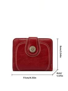 New Style Oil Wax Leather Coin Short 3-Fold Coin Wallet Card Holder Women's Vintage Hand Clutch Bag Women Wallet Purse Wallet Small Wallet - 勃根地 - 查看 3