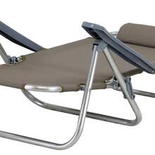 Spiaggina AVANA Lettino Prendisole Pieghevole in Alluminio e Textilene con Seduta e Braccioli e Schienale Alto Reclinabile 6 Posizioni (1, Beige)