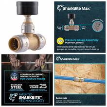 Max 3/4 X 3/4 In Pressure Gauge Tee, Push-To-Connect Brass Plumbing Fitting, UR24438 - 3/4 X 3/4 In. PTC - View 1