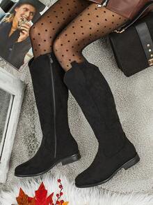 Women's -Suede Heeled Boots Zamerre - Black - View 1