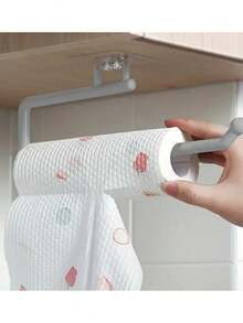 1个塑料壁挂式厨房纸巾架 - 也可作卫生纸架、保鲜膜收纳架、抹布整理架 - 节省空间的浴室配件