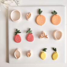 2pcs/Set Fruits Series Cutting Molds Lemon Tangerine Strawberry Shape Polymer Clay Cutters Soft Pottery Clay Molds For DIY Earring Making