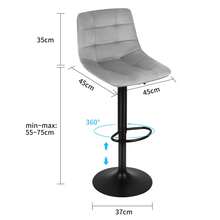 Tabouret de Bar Scandinave - Lot de 2/Lot de 4 - Chaises de Bar - Chaise Hauteur - Hauteur réglable - Tabourets de Bistro - Capacité de charge 120kg - Gris pâle - Voir 10