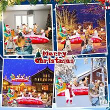 2.4M Inflable Navidad Santa con Barra de Caramelo y Decoración de Regalo, con Sombrero de Navidad y Luces LED Integradas, para Césped al Aire Libre, Jardín, Decoración de Terraza - 304CM-Trineo de Renos - Ver 6